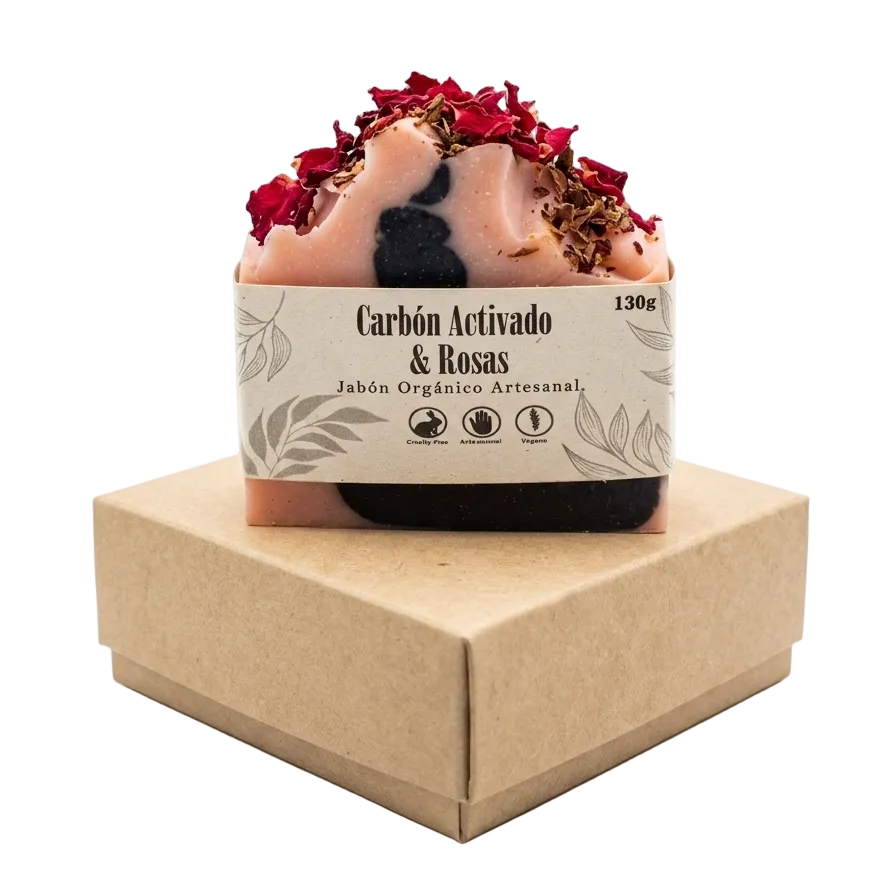 Jabon Carbon Activado Rosas 130g
