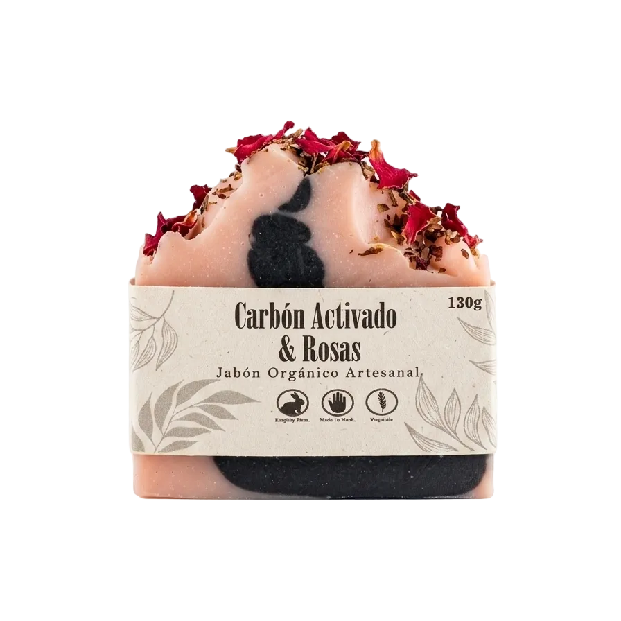 Jabon Carbon Activado Rosas 130g
