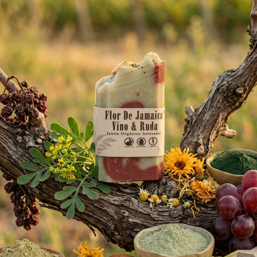 MiniJabon Flor de Jamaica Vino Ruda 50g